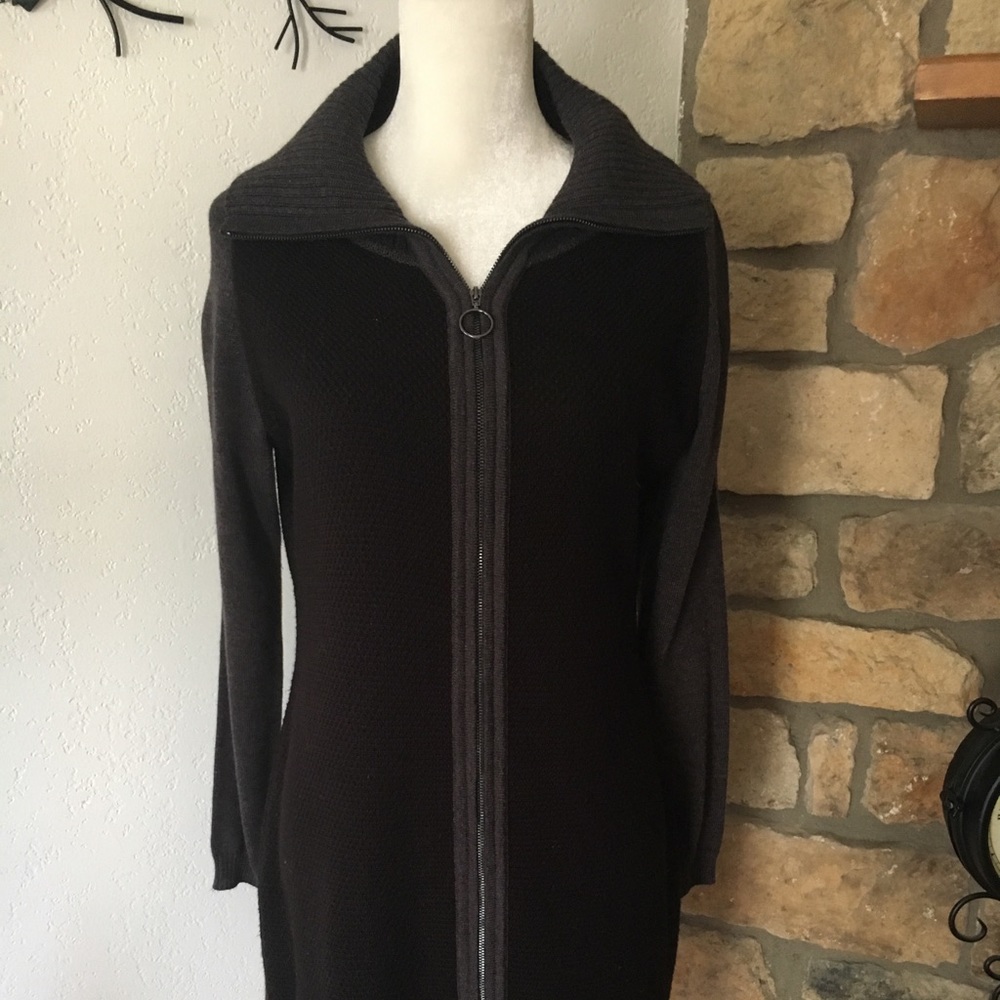 Grey and black sweater dress